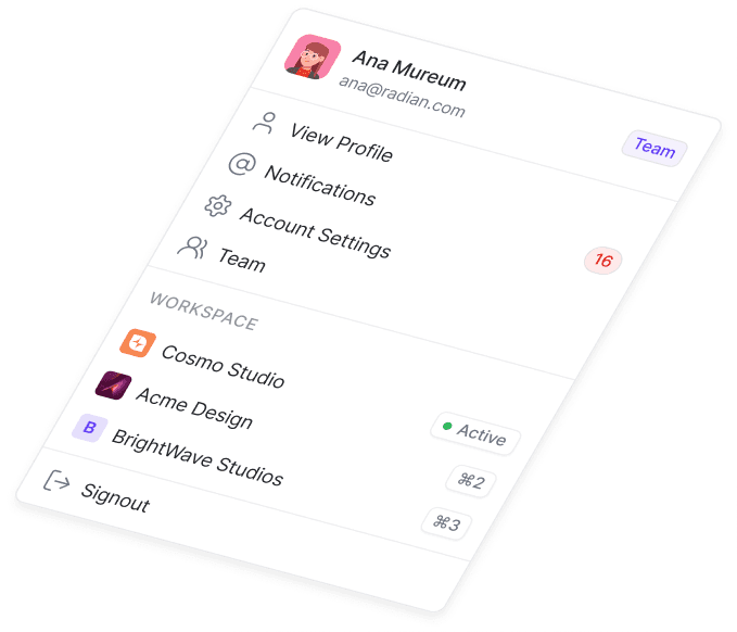Account dropdown