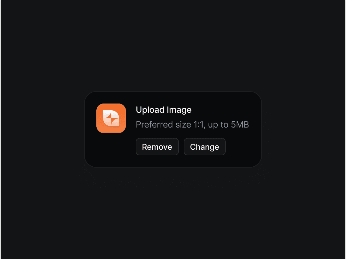 Image upload UI card