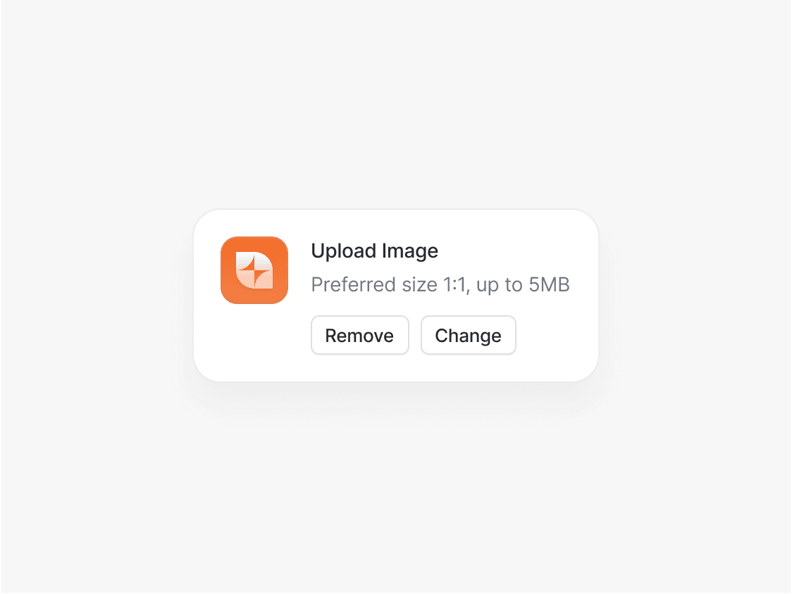 Image upload UI card