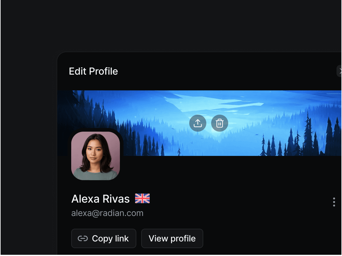 Edit profile preview UI card component