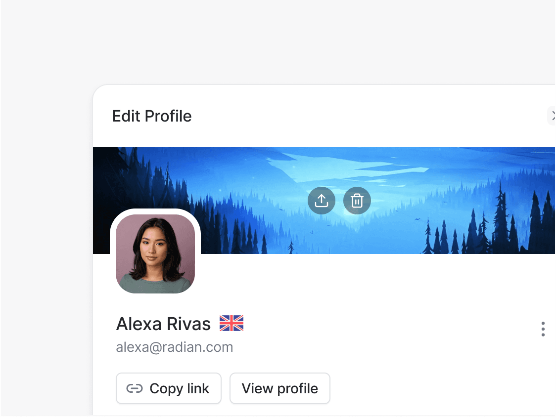 Edit profile preview UI card component